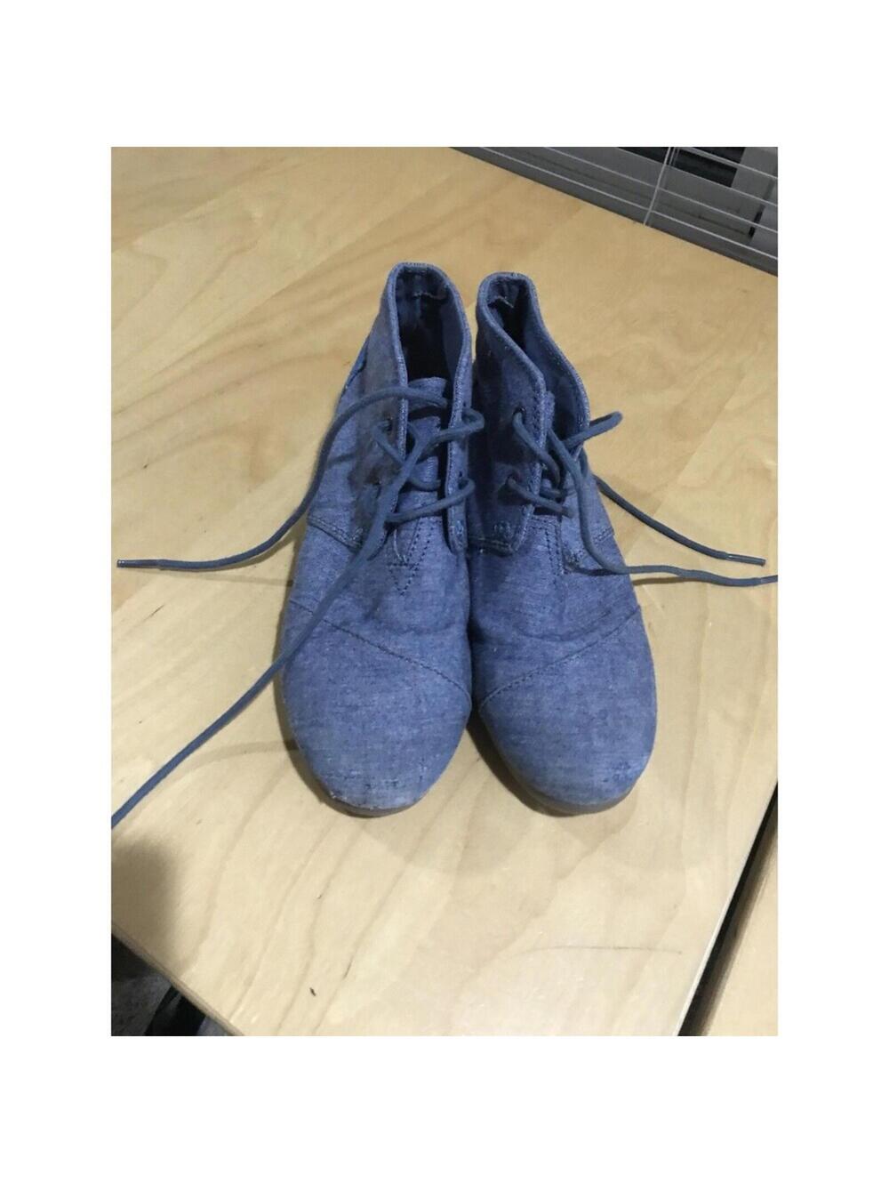 CIRL'S toms wedges booties denim jeans blue Size 3 Youth